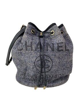 Chanel Shoulder Bag Deauville Navy Leather